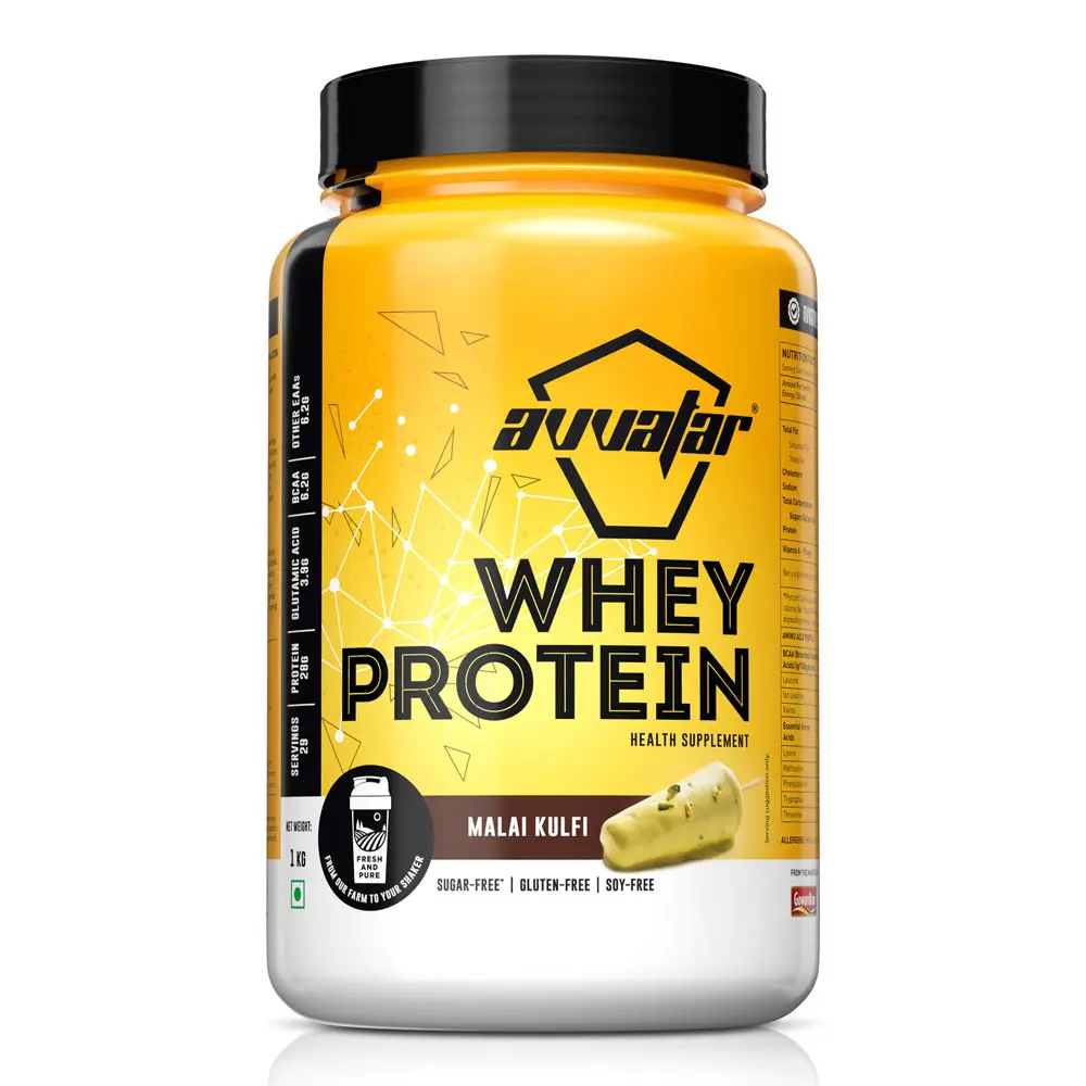 Avvatar Whey Protein 1 Kg | 29 Servings | 28g Protien | Sugar free | Gluten free | Soy free |