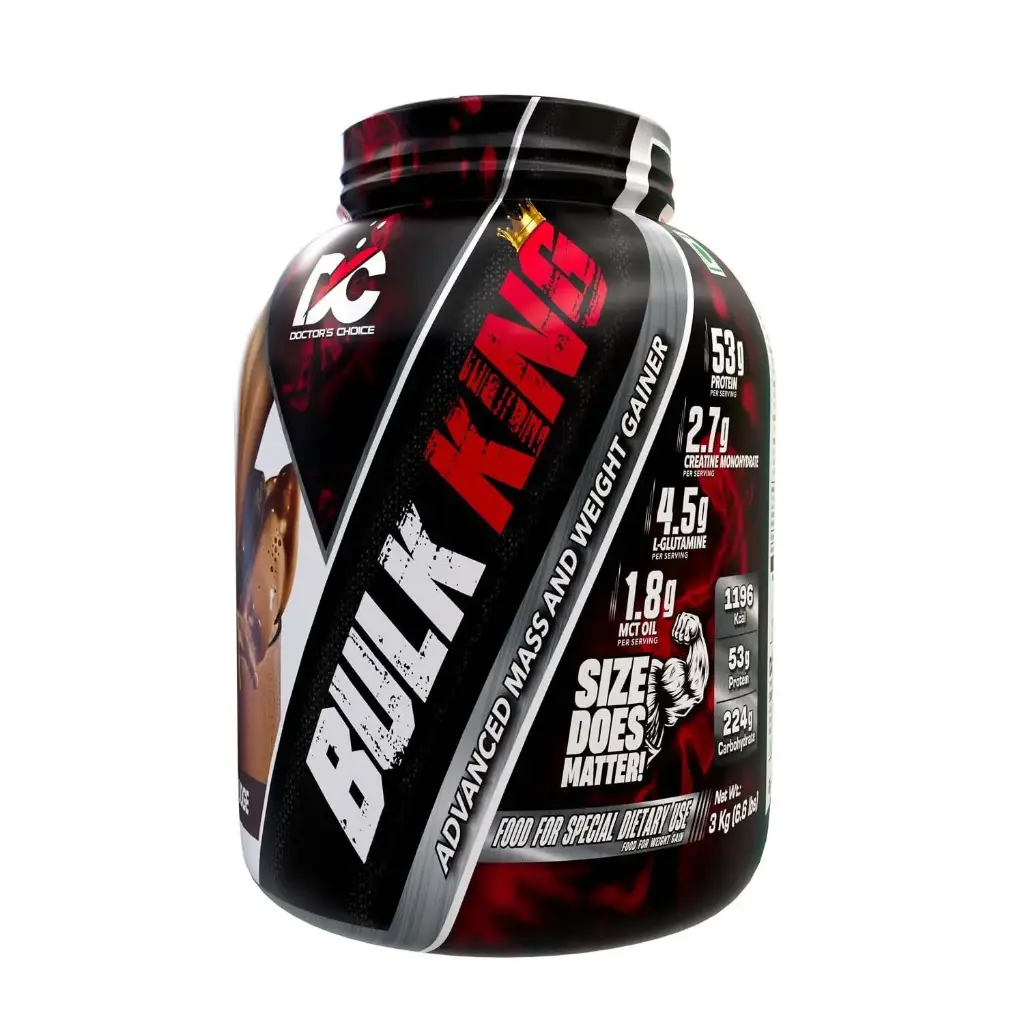 Doctor's Choice Bulk King Advanced Mass and Weight Gainer - 3 Kg (6.6 Lb), Choco Brownie Fudge